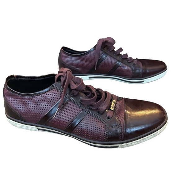 Kenneth Cole Leather Fashion Sneaker Maroon Men’s 8.5 - Picture 1 of 8